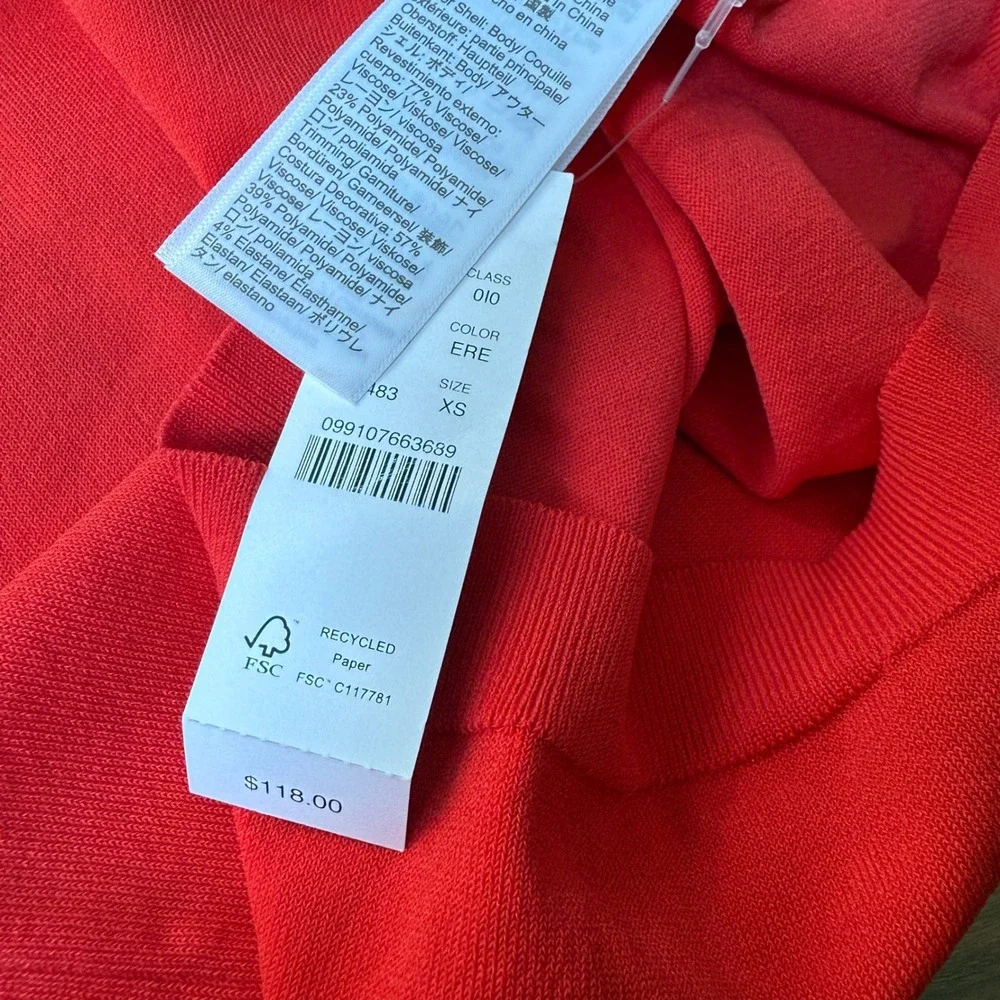 J.Crew‎ Gauzy sweater shell red XS NWT